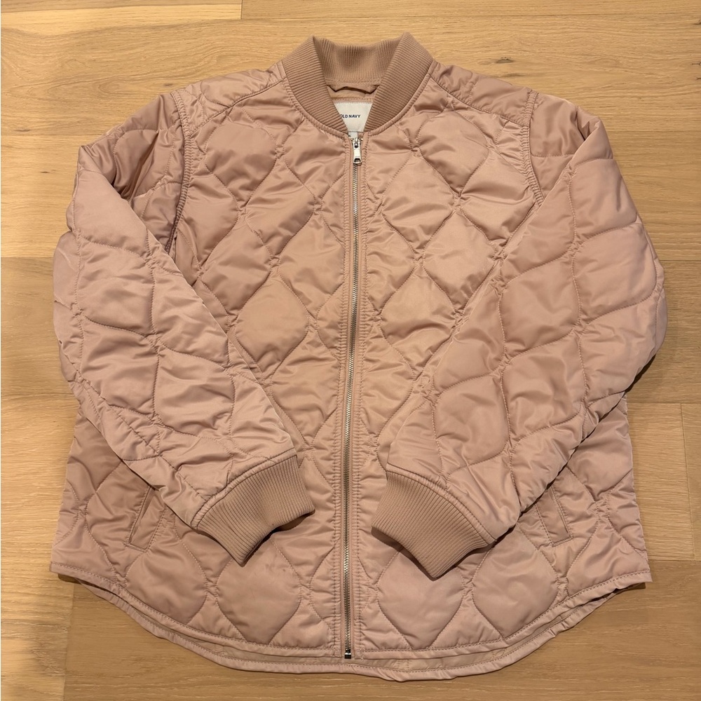 Old Navy Quilted Bomber Jacket in Blush